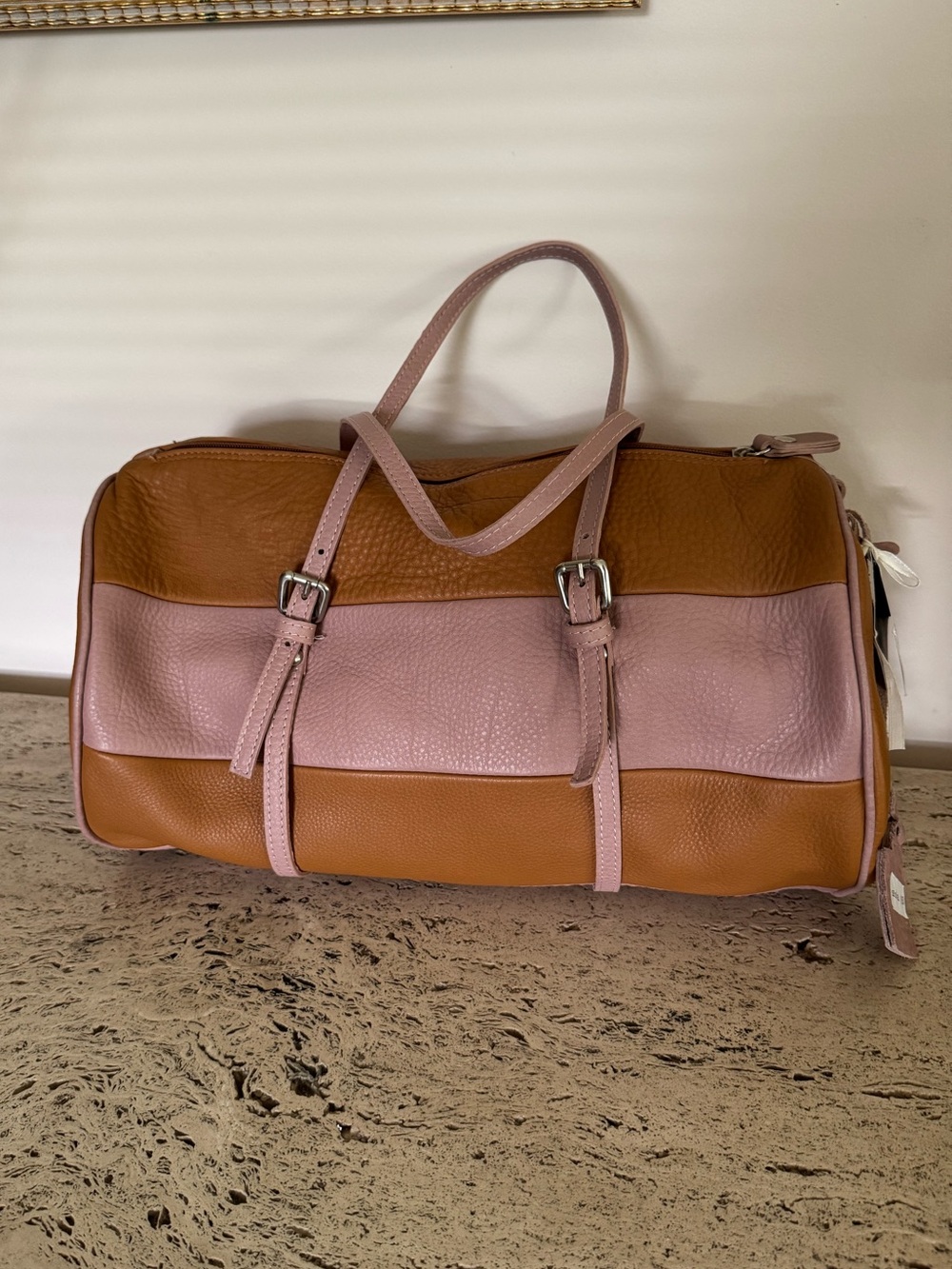 Anna Cecere Genuine Leather Colorblock Satchel. Made in Italy. MSRP $189